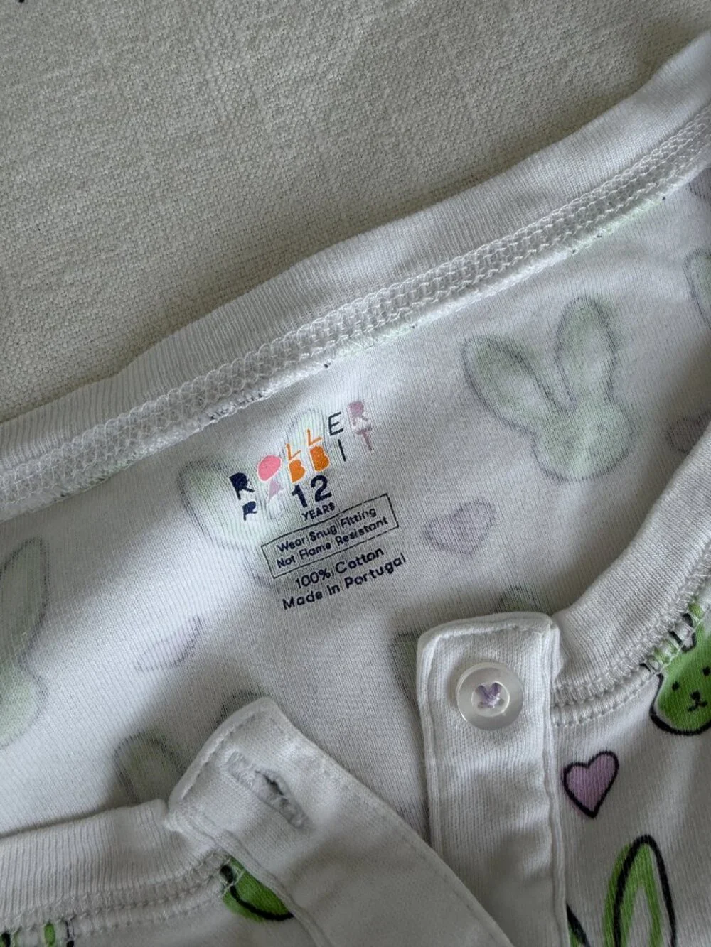 Girls Roller Rabbit Long Sleeve Rabbit Print Pajama Set
